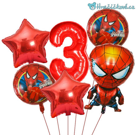 Spiderman narozeninový set foliových balonků - červený set