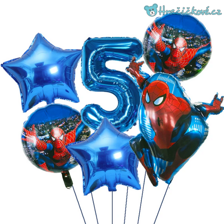 Spiderman narozeninový set foliových balonků - modrý set