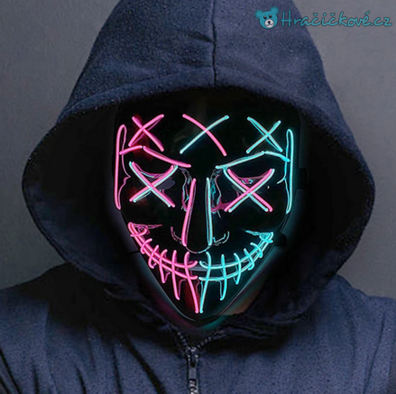 Strašidelná karnevalová maska (Halloween) s LED osvětlením, 8 typů