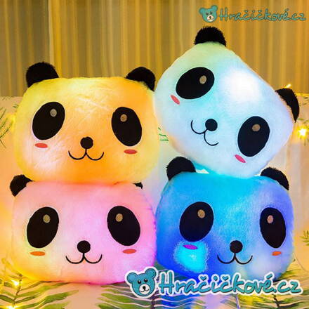 Svítící plyšový LED polštář Panda, výběr barev