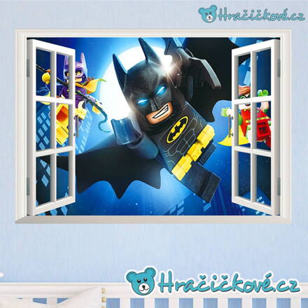 Batman v otevřeném okně, samolepka na zeď, vel.70x50cm