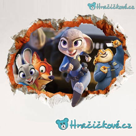 3D Zootropolis, samolepka na zeď, vel. 90x60cm