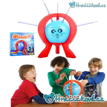 Zábavná rodinná společenská hra Praskni balonek (boom boom balloon) - červený